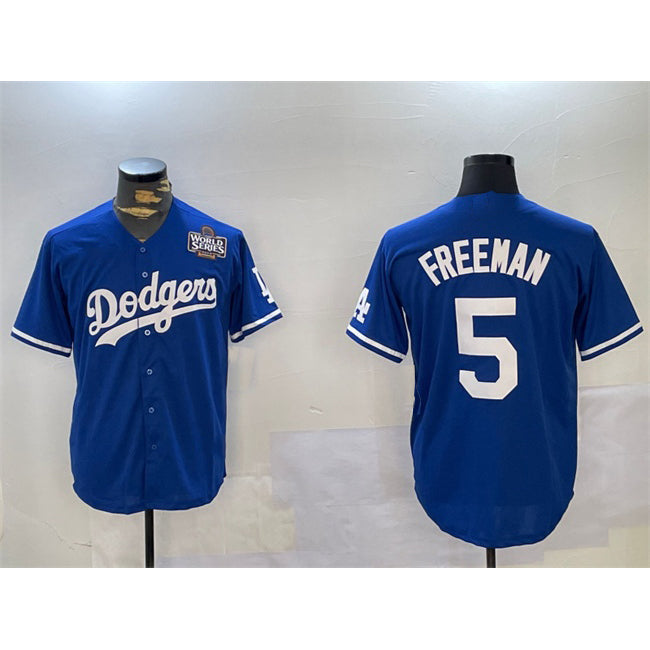 Rebec Los Angeles Dodgers #5 Freddie Freeman Blue  2024 World Series Cool Base Stitched Jersey