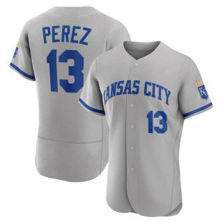 Rebec Kansas City Royals #13 Salvador Perez Grey  Flex Base Stitched Jersey
