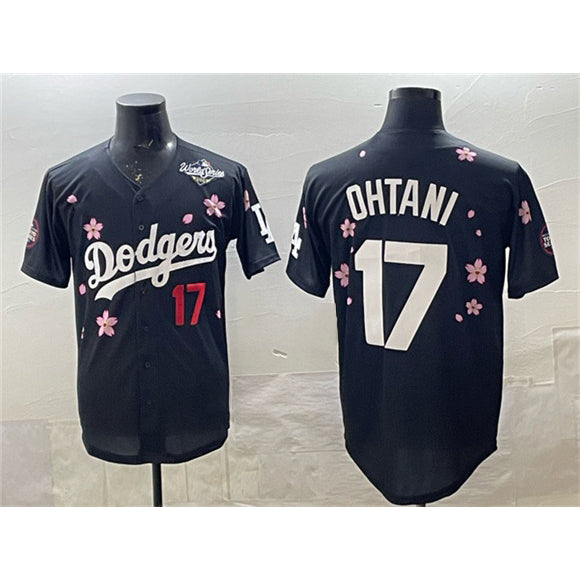 Rebec Los Angeles Dodgers #17 Shohei Ohtani Black  2025 World Series Patch Tokyo Series Limited Stitched Jersey
