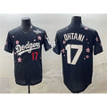 Rebec Los Angeles Dodgers #17 Shohei Ohtani Black  2025 World Series Patch Tokyo Series Limited Stitched Jersey