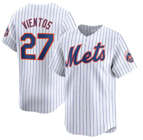 Rebec New York Mets #27 Mark Vientos White  2024 Home Limited Stitched Jersey