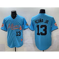 Rebec Atlanta Braves #13 Ronald Acuna Jr. Blue  2024 Atliens & Peach With Outkast Patch Vapor Limited Stitched Jersey