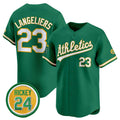 Rebec Oakland Athletics  #23 Shea Langeliers Green  2024 Limited With Rickey Henderson Patch Stitched Jersey