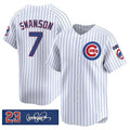 Rebec Chicago Cubs #7 Dansby Swanson White  Pinstripe 'Ryne Sandberg Tribute' Vapor Limited V3 Stitched Jersey