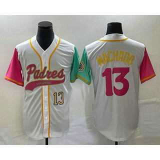 Rebec San Diego Padres #13 Manny Machado Number White  NEW 2023 City Connect Cool Base Stitched Jersey