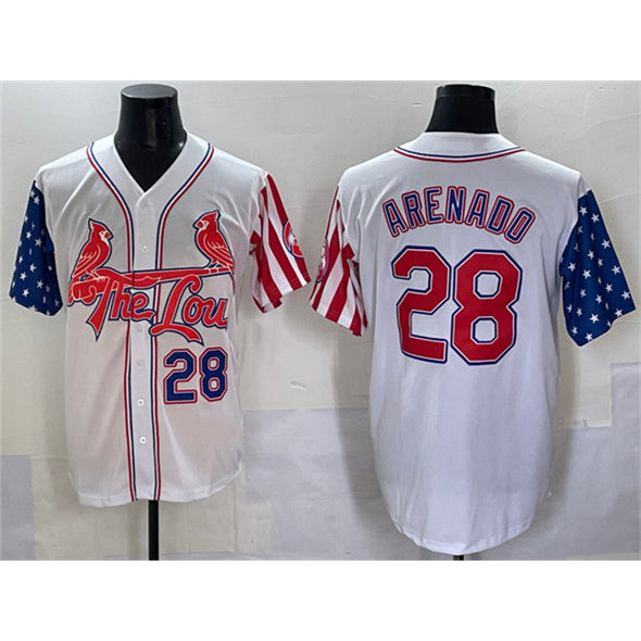 Rebec St. Louis Cardinals #28 Nolan Arenado White  Independence Day Vapor Premier Limited Stitched Jersey