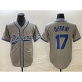Rebec Los Angeles Dodgers #17 Shohei Ohtani Gray  Cool Base With Patch Stitched Jersey
