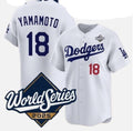 Rebec Los Angeles Dodgers #18 Yoshinobu Yamamoto White  2025 World Series Home Limited Stitched Jersey