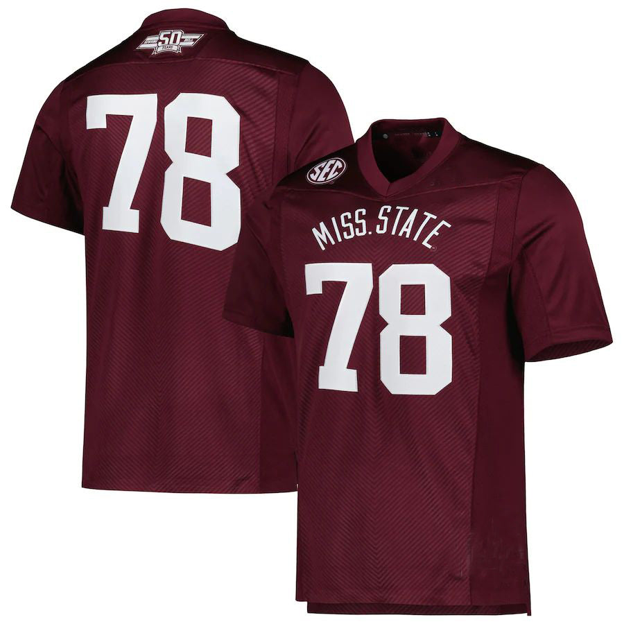 Rebec #78 M.State Bulldogs Dowsing x Bell 50 Years Premier Strategy Jersey  Maroon Football Jersey Stitched American College Jerseys