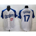 Rebec Los Angeles Dodgers #17 Shohei Ohtani Number White Blue  Fashion Stitched Cool Base Limited Jerseys