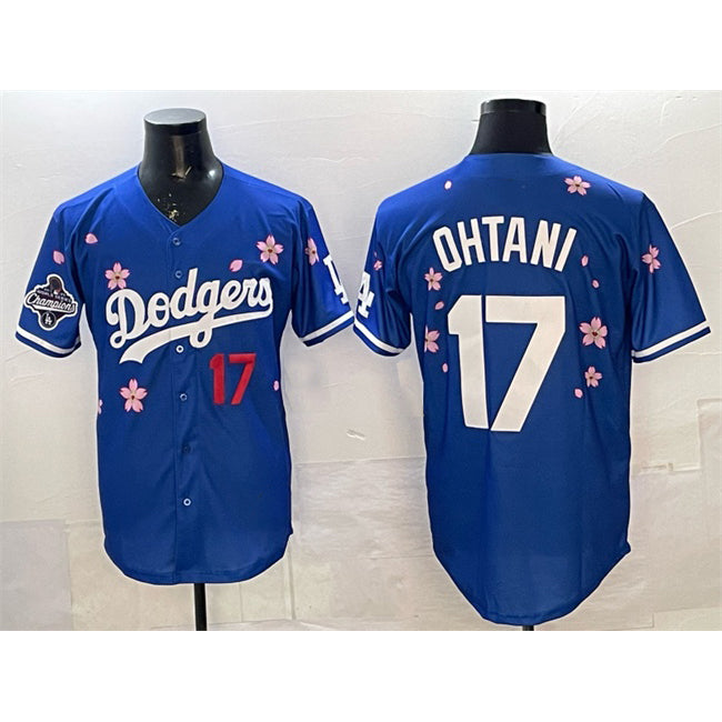 Rebec Los Angeles Dodgers #17 Shohei Ohtani Royal  2025 World Series Champions Patch Tokyo Series Limited Stitched Jersey