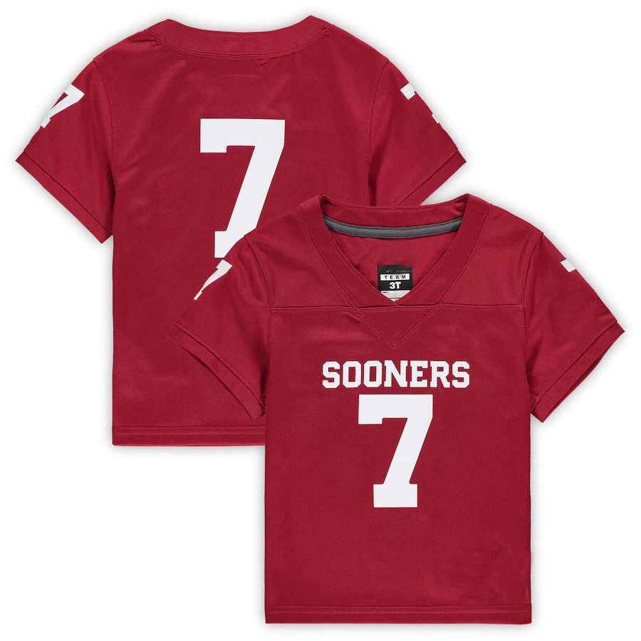 Rebec #7 O.Sooners Jordan Brand Toddler Replica Crimson Football Jersey Stitched American College Jerseys
