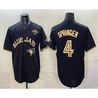 Rebec Toronto Blue Jays #4 George Springer Black Gold  2025 American League Champions Limited Stitched Jersey