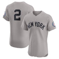 Rebec New York Yankees #2 Derek Jeter Gray  Road 2020 Hall of Fame Induction Patch Elite Player Jersey