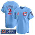 Rebec Chicago Cubs #2 Nico Hoerner Blue  'Ryne Sandberg Tribute' Vapor Limited V3 Stitched Jersey