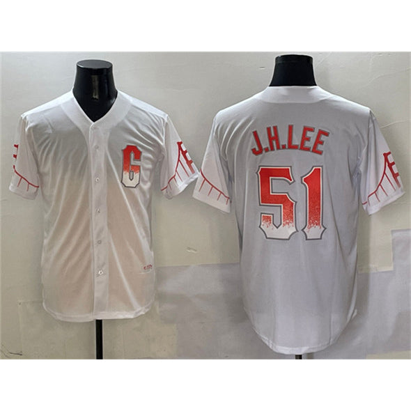 Rebec San Francisco Giants #51 Jung Hoo Lee White  City Connect Cool Base Stitched Jersey