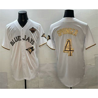 Rebec Toronto Blue Jays #4 George Springer White Gold  2025 American League Champions Limited Stitched Jersey