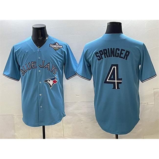 Rebec Toronto Blue Jays #4 George Springer Blue  2025 World Series Cool Base Stitched Jersey
