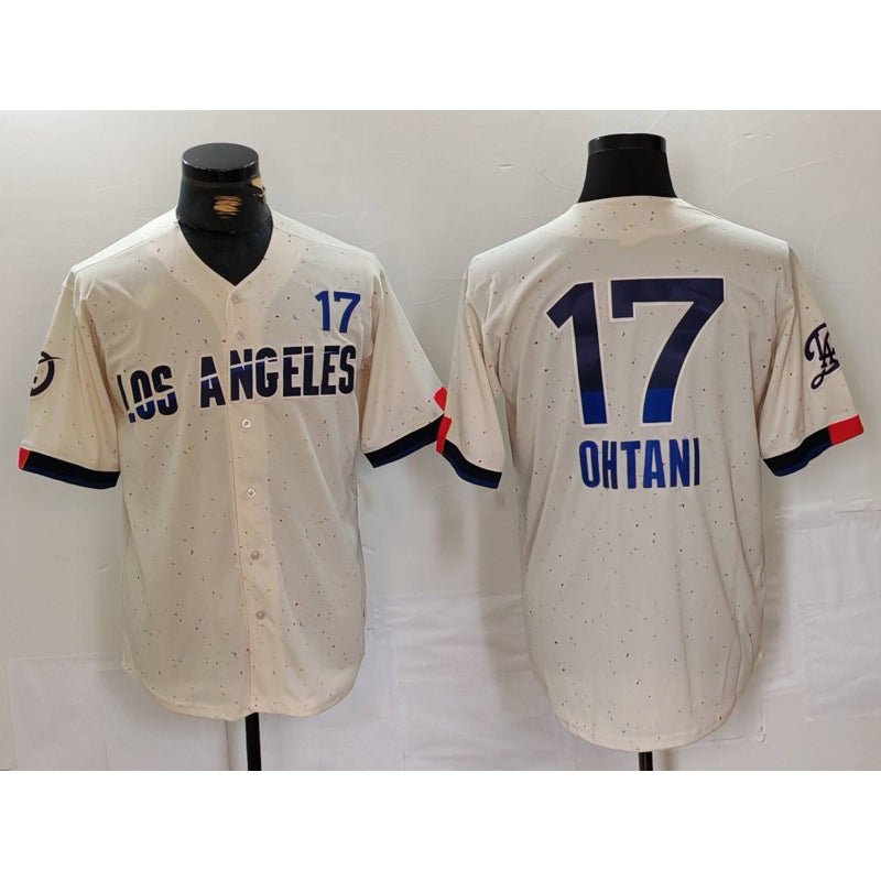 Rebec Los Angeles Dodgers #17 Shohei Ohtani Cream  2024 City Connect Limited Jersey