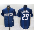 Rebec Detroit Tigers #29 Tarik Skubal 2024 Navy  City Connect Cool Base Limited Stitched Jersey