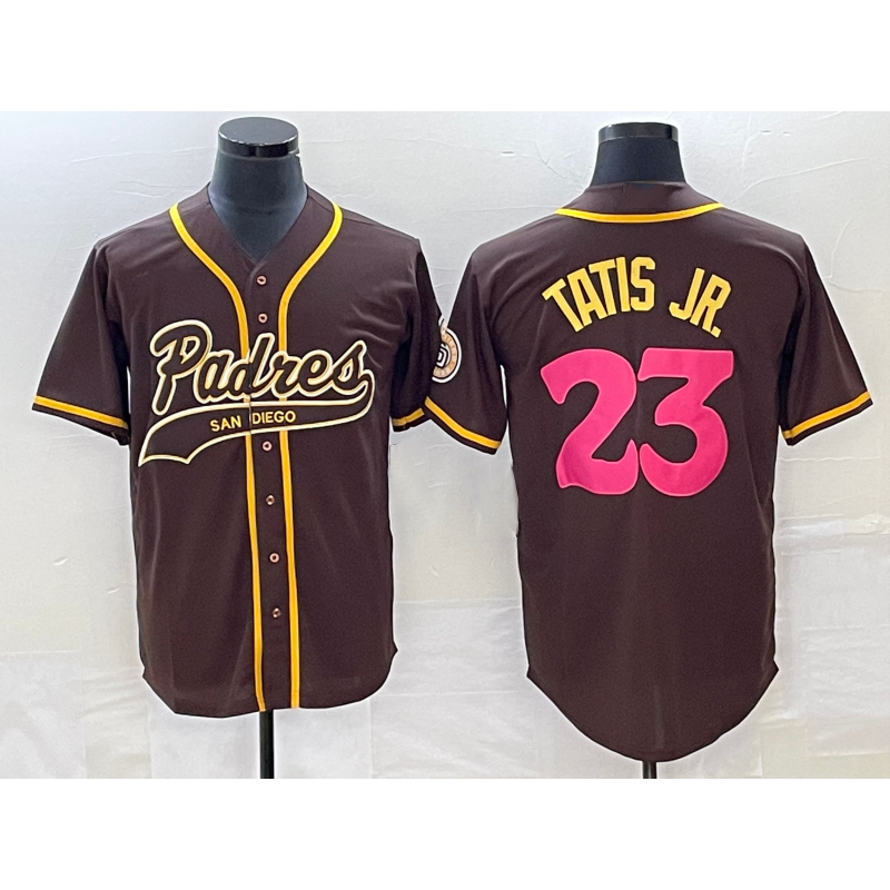 Rebec San Diego Padres #23 Fernando Tatis Jr Brown  NEW 2023 City Connect Cool Base Stitched Jersey 2