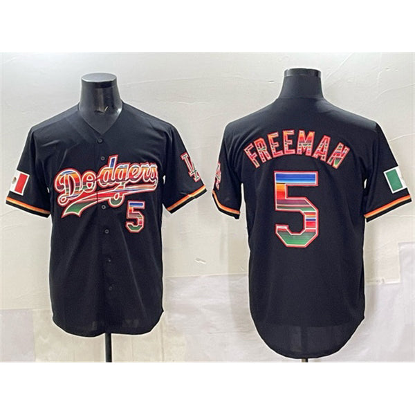 Rebec Los Angeles Dodgers #5 Freddie Freeman Black  Mexico Cool Base Stitched Jersey