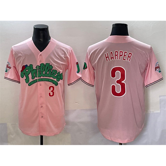 Rebec Philadelphia Phillies #3 Bryce Harper Pink  Phanatic Limited Stitched Jersey