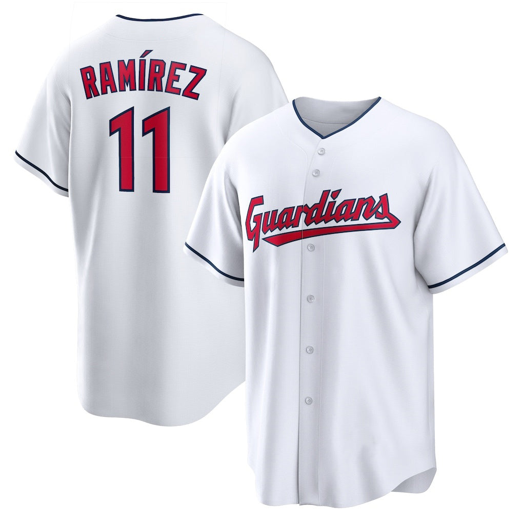 Rebec Cleveland Guardians #11 Jos¨¦ Ram¨ªrez White  Replica Player Jersey