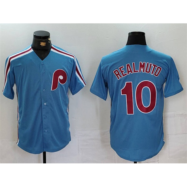 Rebec Philadelphia Phillies #10 J.T. Realmuto Blue  Cool Base Stitched Jersey