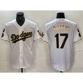 Rebec Los Angeles Dodgers #17 Shohei Ohtani White Gold  Fashion Stitched Cool Base Limited Jerseys
