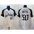 Rebec Los Angeles Dodgers #50 Mookie Betts White Black  Mexico 2025 LA Gothic Style With Fernando Patch Vapor Premier Limited Stitched Jersey