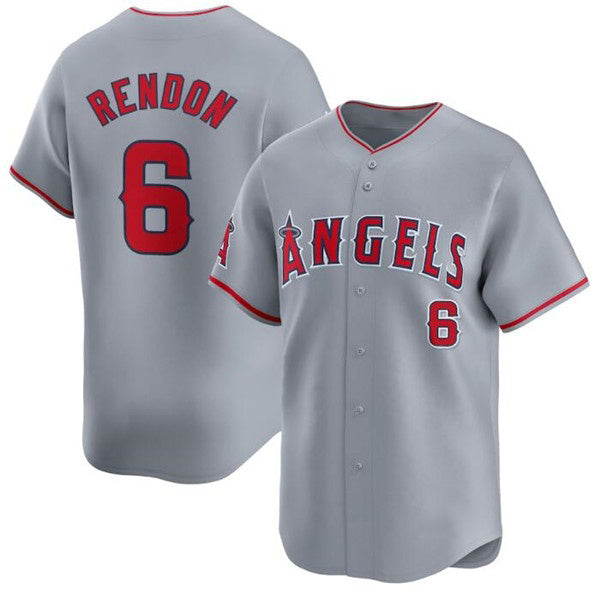 Rebec Los Angeles Angels #6 Anthony Rendon Gray  Away Limited Stitched Jersey
