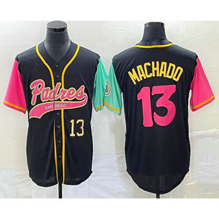 Rebec San Diego Padres #13 Manny Machado Number Black  NEW 2023 City Connect Cool Base Stitched Jersey