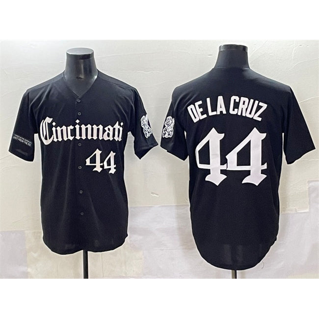 Rebec  Cincinnati Reds #44 Elly De La Cruz Black  'Gothic Queen City Edition' Vapor Premier Limited Stitched Jersey