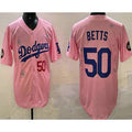 Rebec Los Angeles Dodgers #50 Mookie Betts Pink  2025 Tokyo Series Limited Jersey