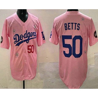 Rebec Los Angeles Dodgers #50 Mookie Betts Pink  2025 Tokyo Series Limited Jersey