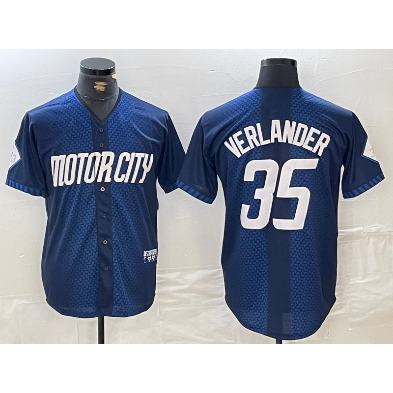 Rebec Detroit Tigers #35 Justin Verlander Navy  2024 City Connect Cool Base Limited Stitched Jersey
