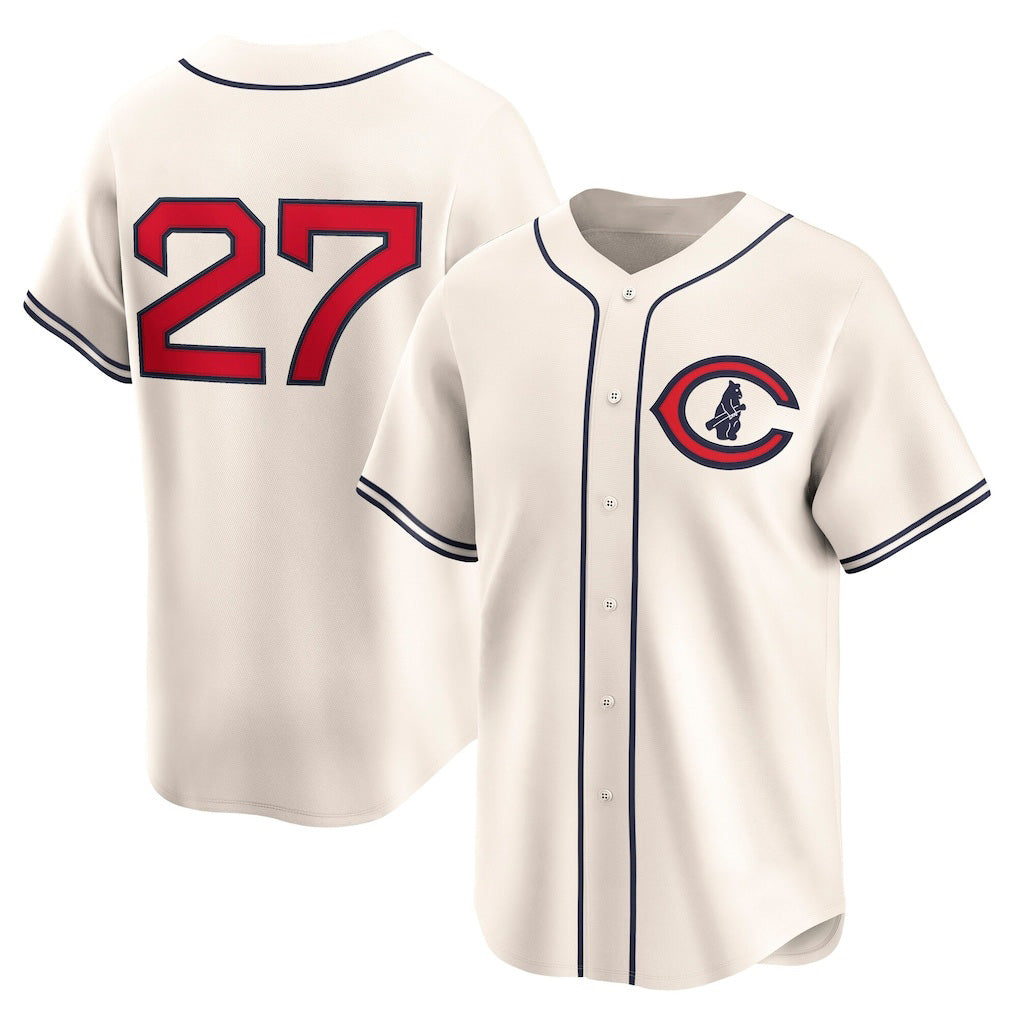 Rebec Chicago Cubs #27 Seiya Suzuki Cream  Throwback Cooperstown Collection Limited Jersey