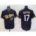 Rebec Los Angeles Dodgers #17 Shohei Ohtani Number Black Gold  Fashion Stitched Cool Base Limited Jersey