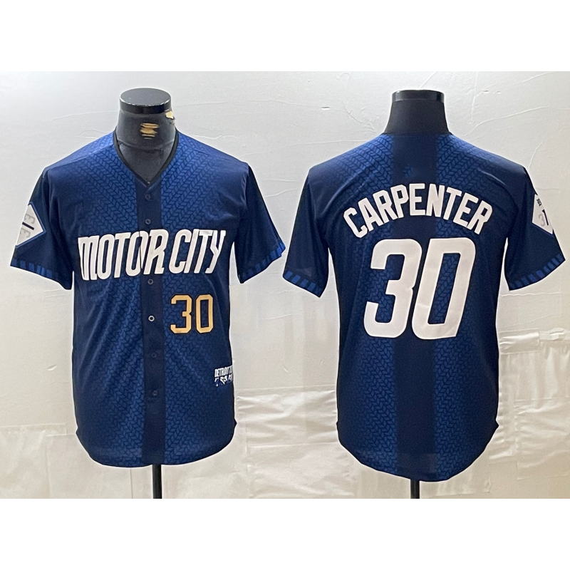 Rebec Detroit Tigers #30 Kerry Carpenter Number 2024 Navy  City Connect Cool Base Limited Stitched Jersey 2