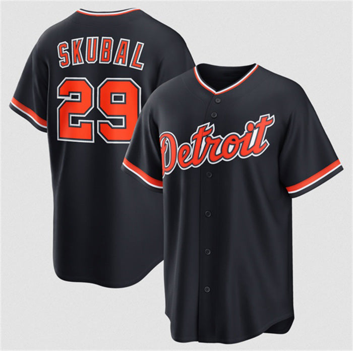 Rebec Detroit Tigers #29 Tarik Skubal Navy  Alternate Stitched Jersey