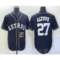 Rebec Houston Astros #27 Jose Altuve Number Black  Cool Base Stitched Jersey