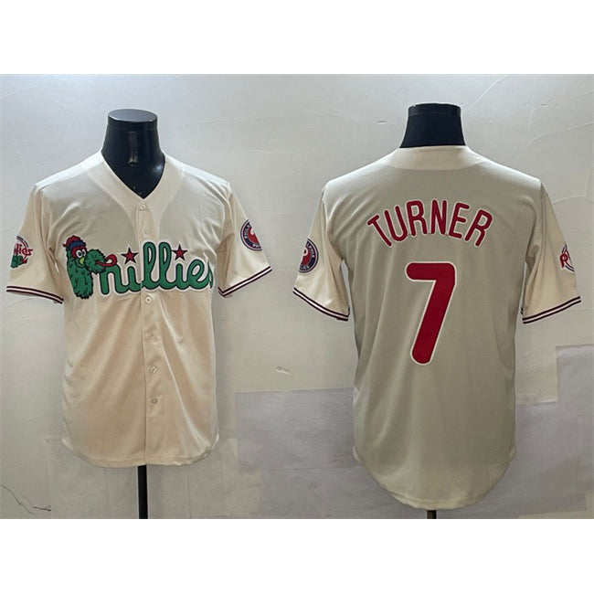 Rebec Philadelphia Phillies #7 Trea Turner Cream  Phanatic Limited Stitched Jersey