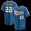 Rebec Milwaukee Brewers #22 Christian Yelich Mineral Blue  2026 City Connect Stadium Jersey