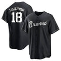 Rebec A.Braves #18 Mike Yastrzemski player Black&White Replica Stitched Jerseys