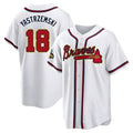 Rebec A.Braves #18 Mike Yastrzemski player Gold Replica White Program Stitched Jerseys