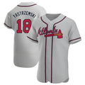 Rebec A.Braves #18 Mike Yastrzemski player Gray Authentic Road Stitched Jerseys