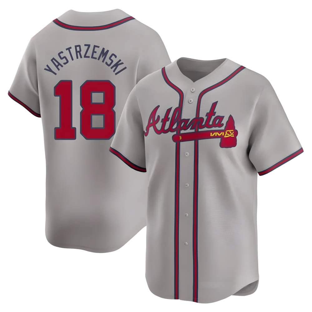 Rebec A.Braves #18 Mike Yastrzemski player Gray Limited Away Stitched Jerseys