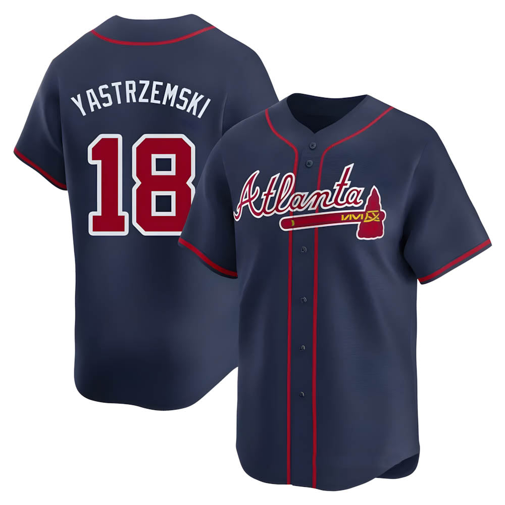 Rebec A.Braves #18 Mike Yastrzemski player Navy Limited Alternate Stitched Jerseys
