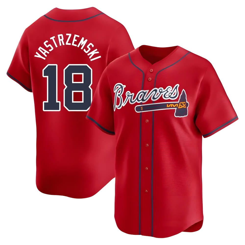 Rebec A.Braves #18 Mike Yastrzemski player Red Limited Alternate Stitched Jerseys